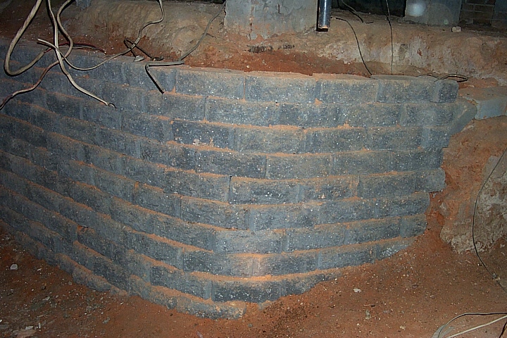 right side of retaining wall